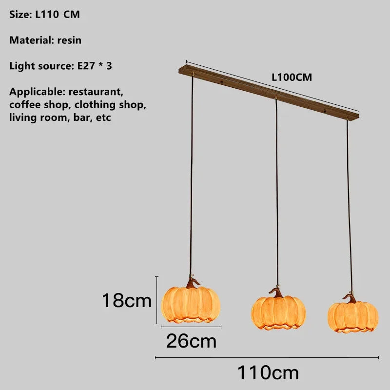 Designer Restaurant Island LED Chandelier Retro Resin Pumpkin Lamp Bedroom Wabi Sabi Pendant Lamps Home Decoration Light Fixture