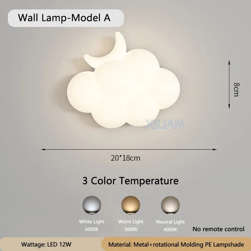 applique murale moderne en forme de nuage blanc pour intérieur