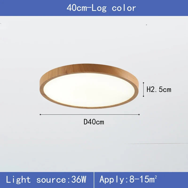 plafonnier led ultra-mince circulaire grain de bois 3 tons lumière