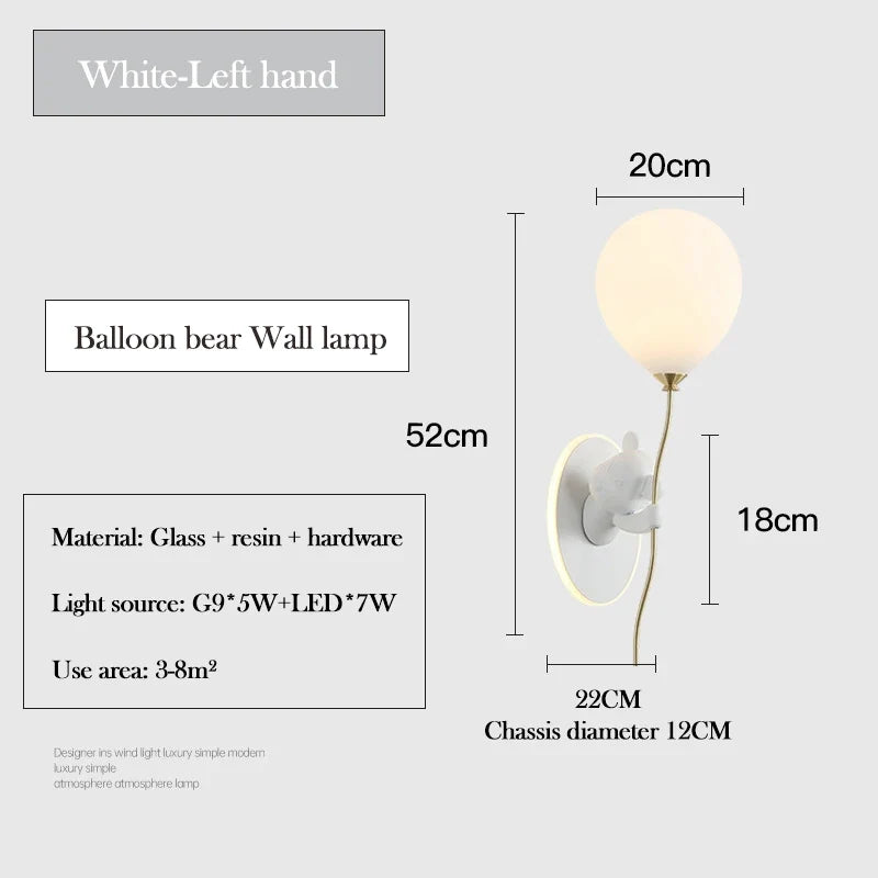 applique murale ours doré en verre lampe LED décoration chambre enfant