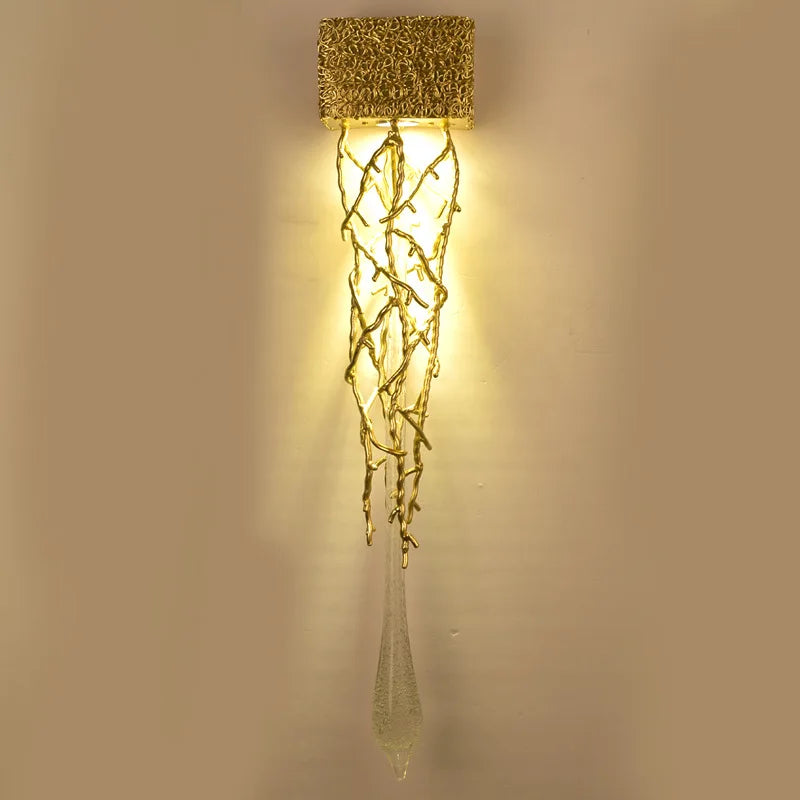 Postmodern créatif cuivre cristal applique allée fond mur cage d'escalier chevet salon applique échantillon applique murale LED lampe