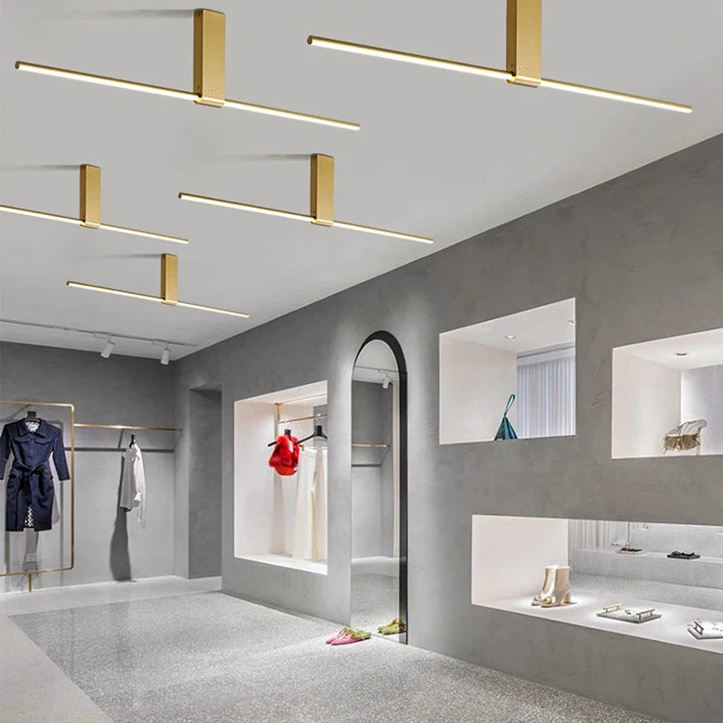 lampes de plafond minimalistes longues pour divers espaces