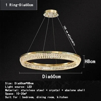 lustre moderne en cristal et cuivre trois couches éclairage intérieur