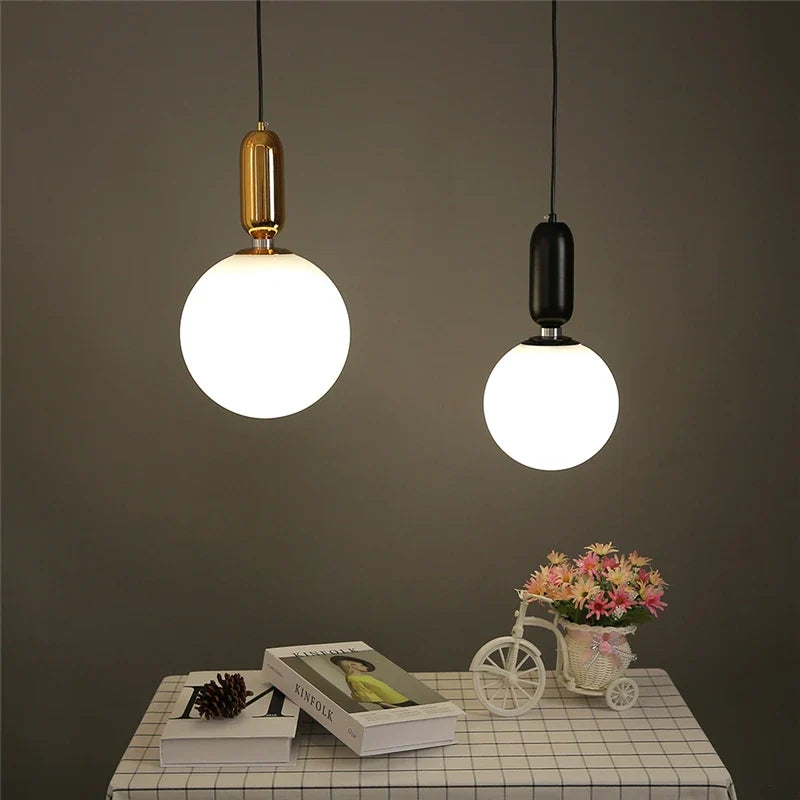 boule de verre moderne suspension lumières led éclairage intérieur décoratif