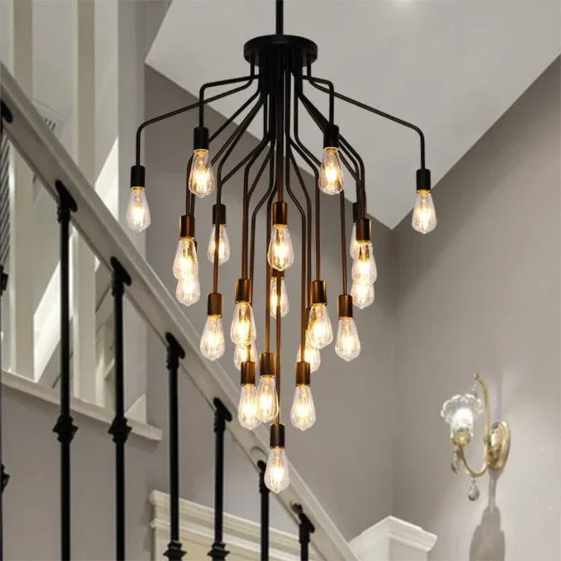 lustre rétro en fer avec led pour décoration intérieure