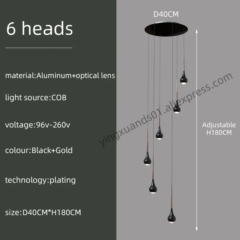 suspension moderne à led pour escalier et intérieur