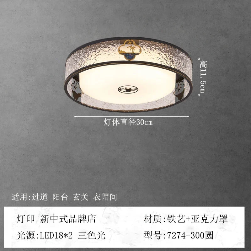 lustre acrylique style chinois antique pour éclairage intérieur