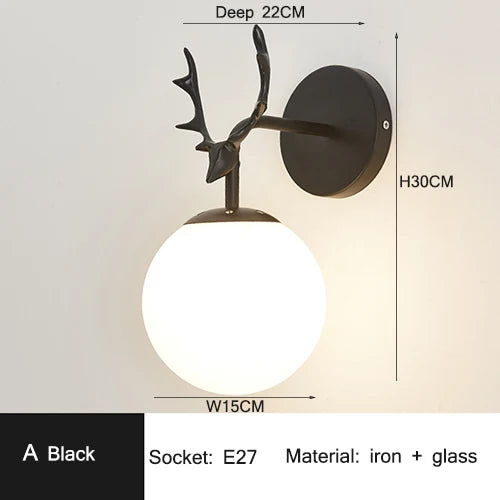 applique murale led rétro boule de verre décorative veilleuse