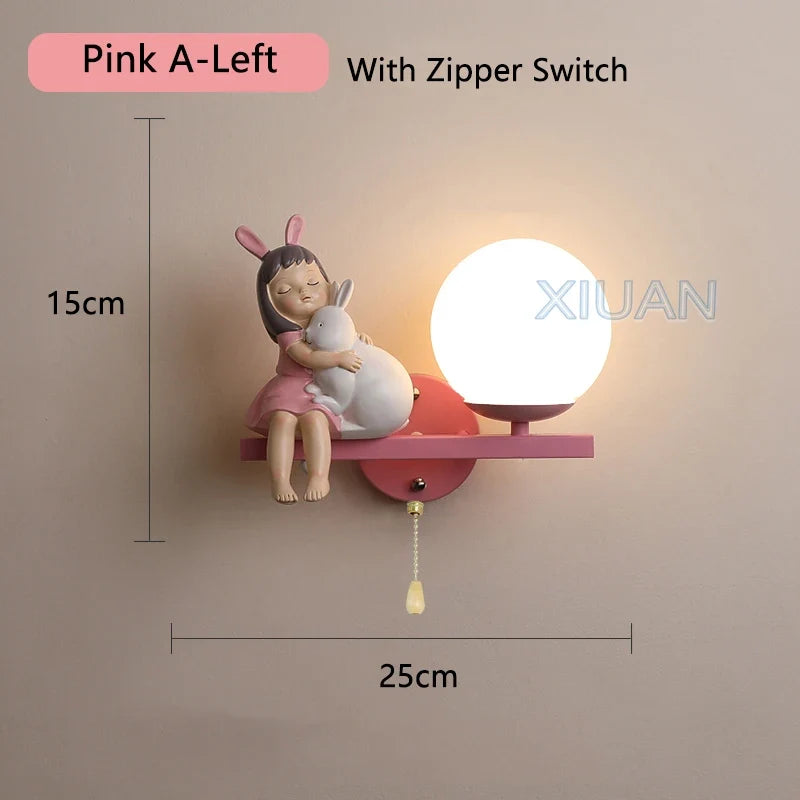 applique murale enfant avec motifs princesse cheval et lapin