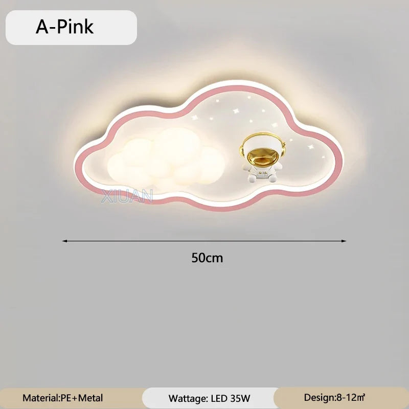 Children Light Modern Cloud Bedroom Ceiling Lamps White PE Sconces Warm Astronaut Chandelier Light for Child Baby Room Decor