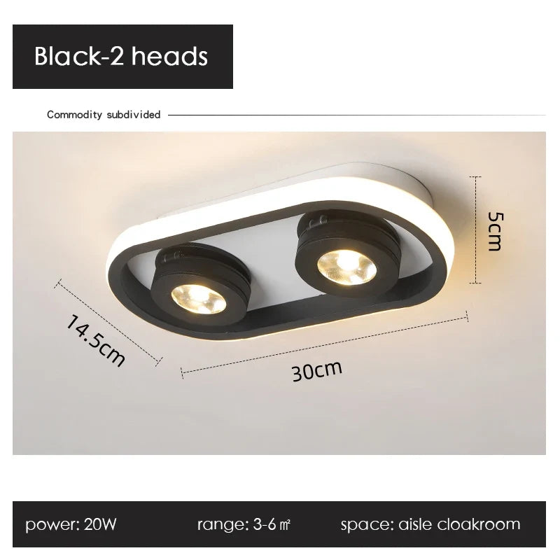 Plafonnier LED noir moderne projecteur