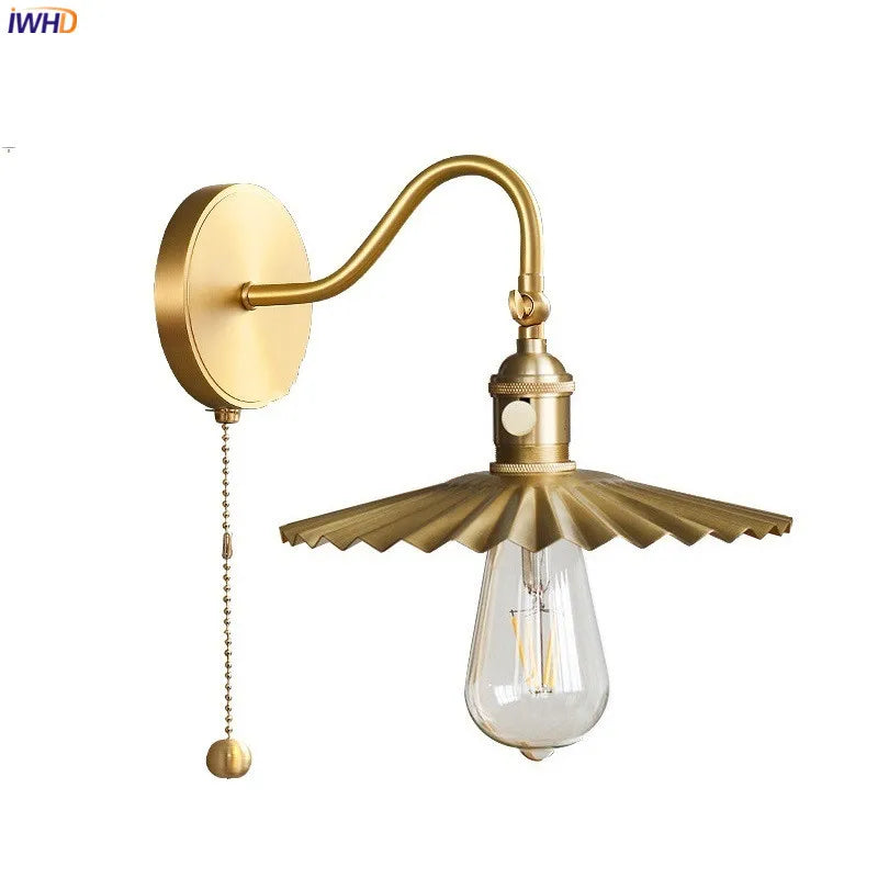 applique murale moderne iwhd en cuivre avec chaîne edison led réglable