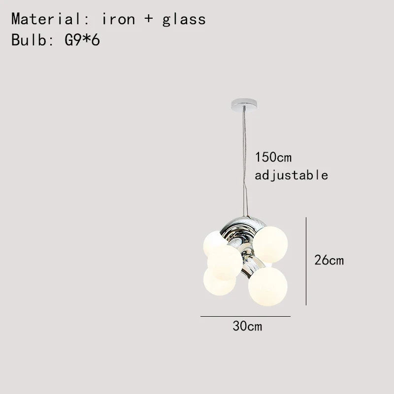 suspension en métal et verre blanc pour intérieur moderne