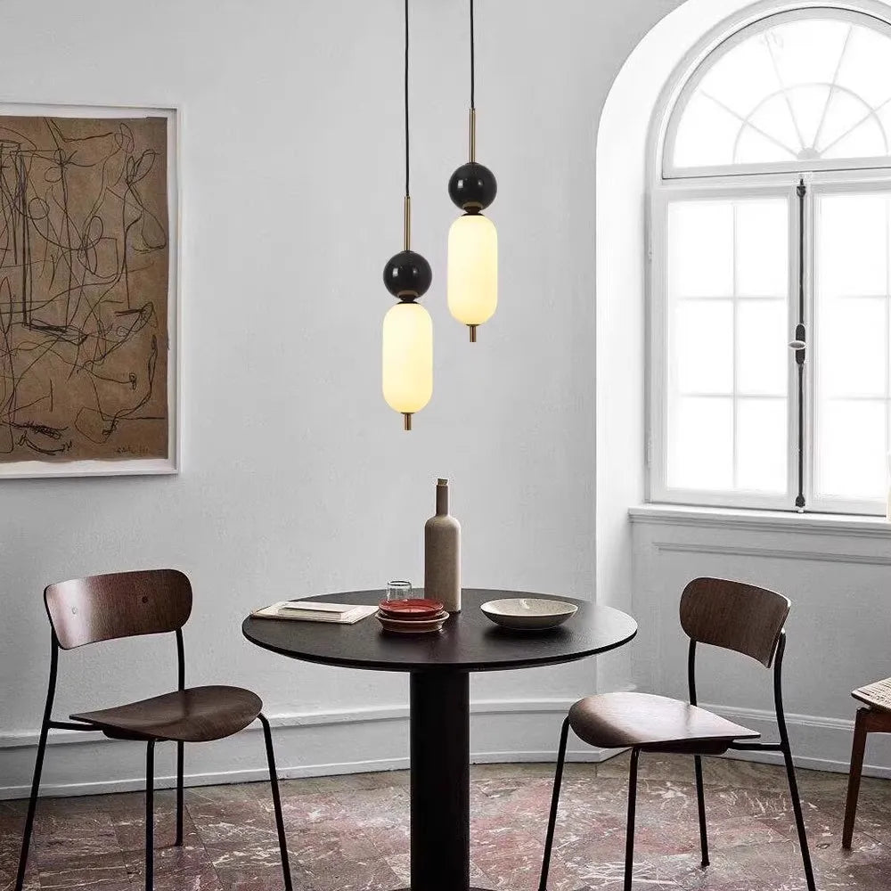 suspension LED en boule de marbre naturel acrylique réglable 	 style