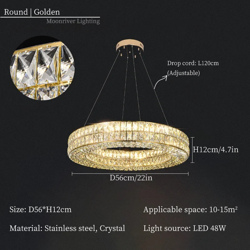 lustre en cristal moderne pour décoration intérieure de luxe