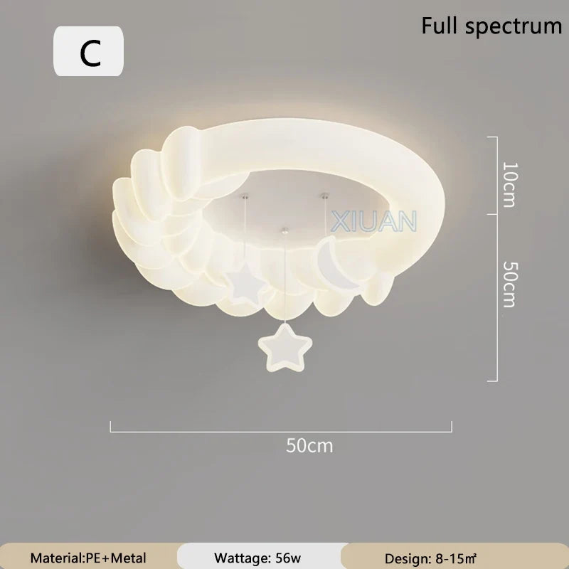 plafonnier romantique avec coeur lune étoile veilleuses nuage led
