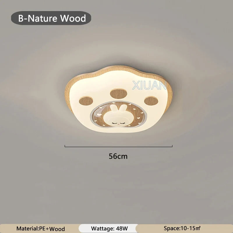 plafonnier nordique led en bois massif avec motifs de cerf et élan