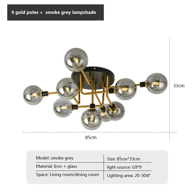 Plafonnier en verre nordique G9 LED lumière industrielle en métal pour chambre salon salle à manger étude maison intérieur loft lumière
