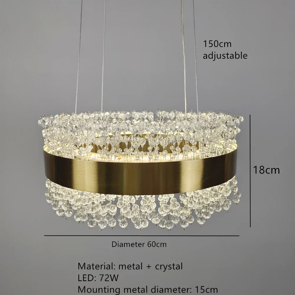lustre led en cristal moderne hauteur réglable décoration maison