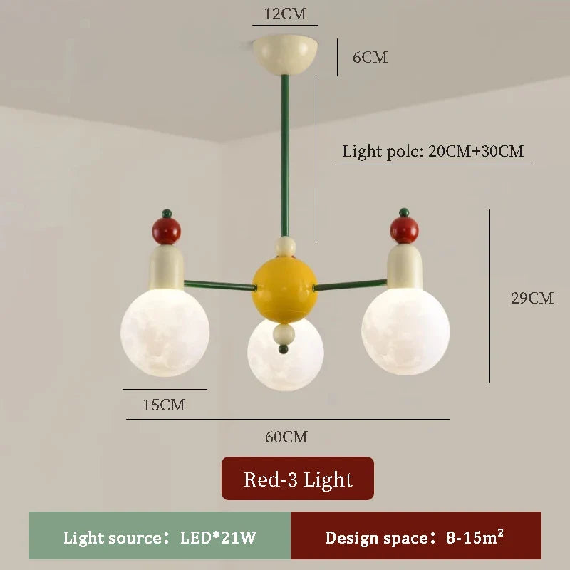 lustre moderne pour chambre d'enfants design nordique lumineux et coloré