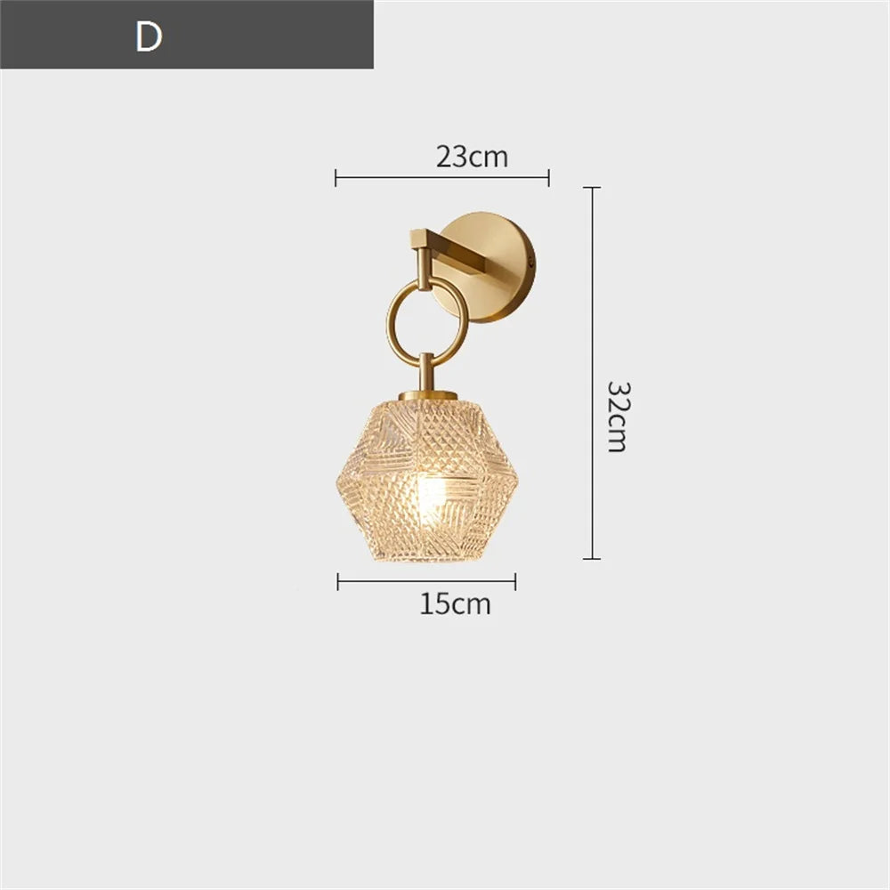 applique murale led en cuivre et verre style nordique moderne