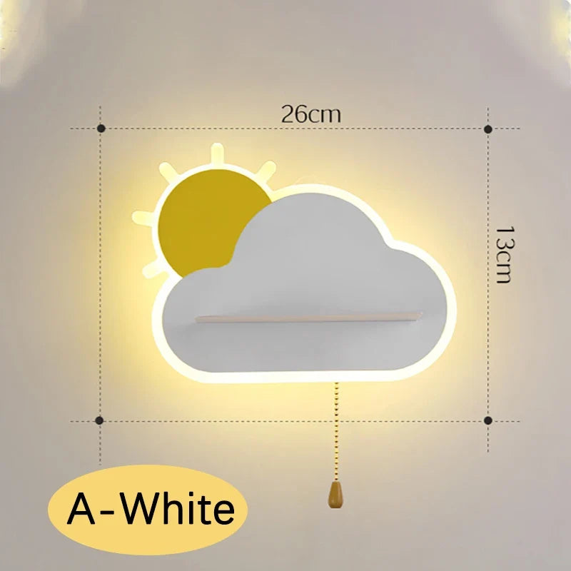 applique murale led décorative pour chambre de bébé nuage et soleil