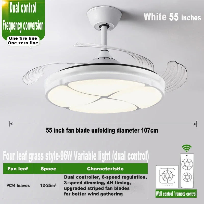 plafonnier moderne silencieux avec lumière et ventilateur intégré
