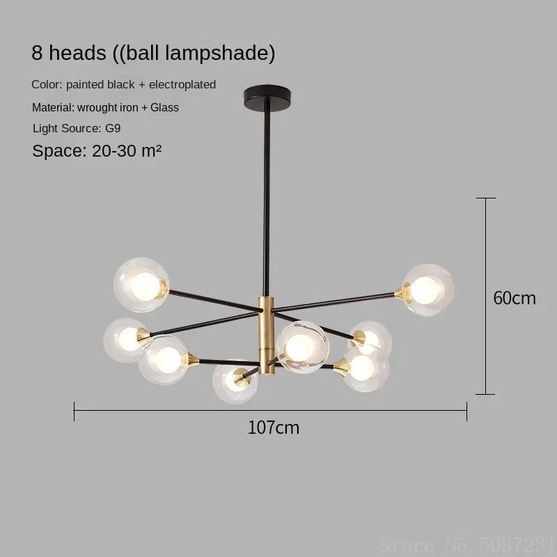 lustre moderne en forme de haricot avec éclairage led suspendu