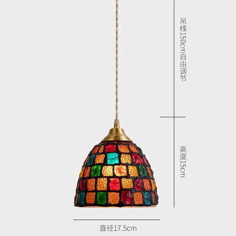 Suspension tiffany méditerranéen en verre coquille led