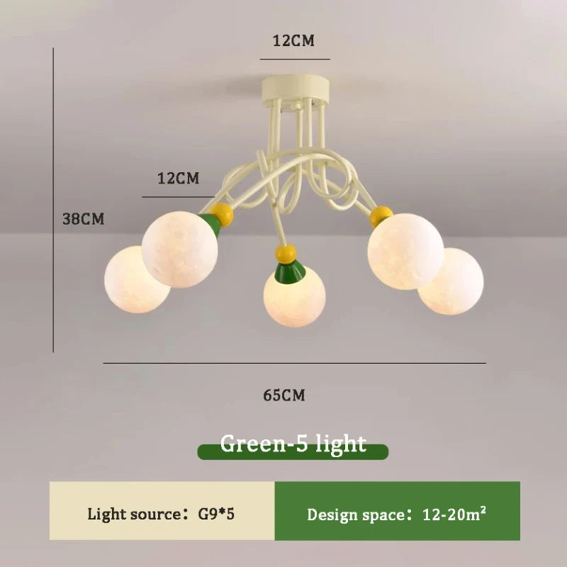 lustre nordique coloré pour chambre d'enfant moderne et simple