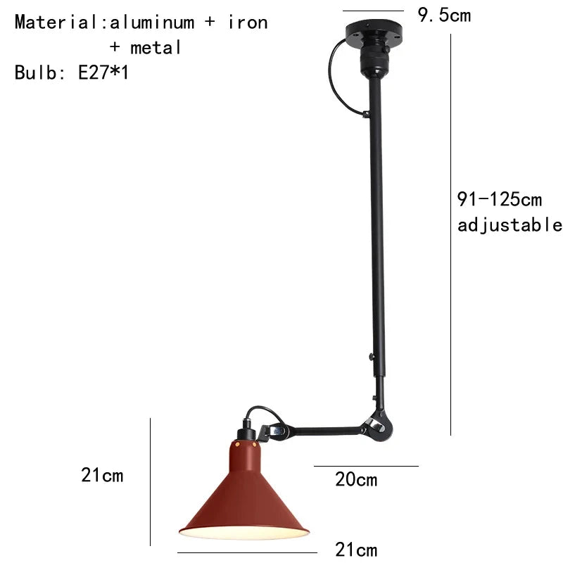 lustre rétro style américain avec abat-jour réglable en longueur