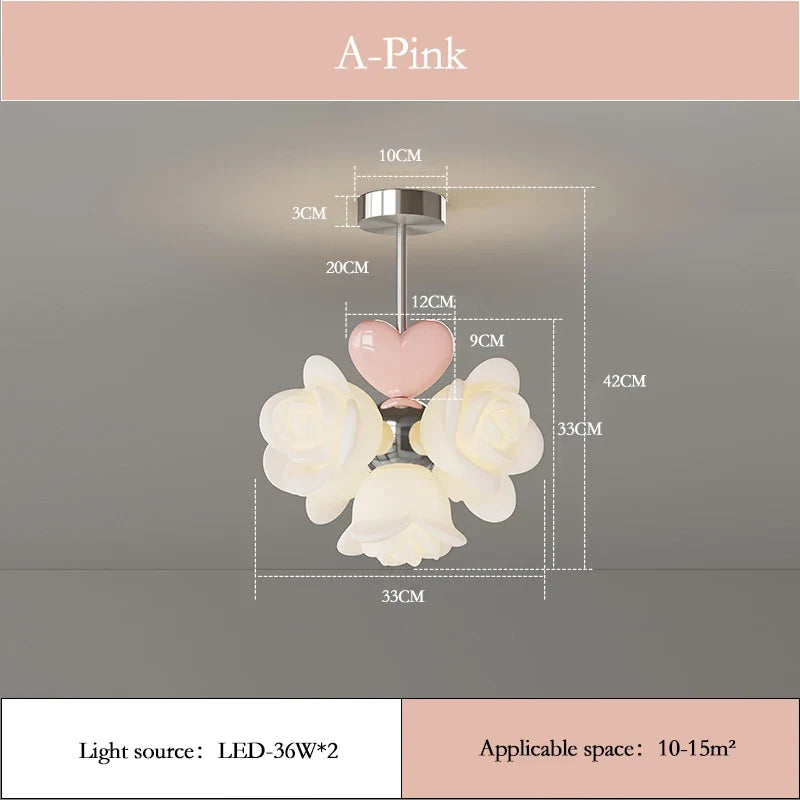 lustre à fleurs roses led pour chambre enfant décor romantique et chaleureux