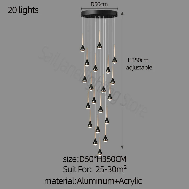 lustre long nordique moderne creux idéal pour loft hôtel appartement