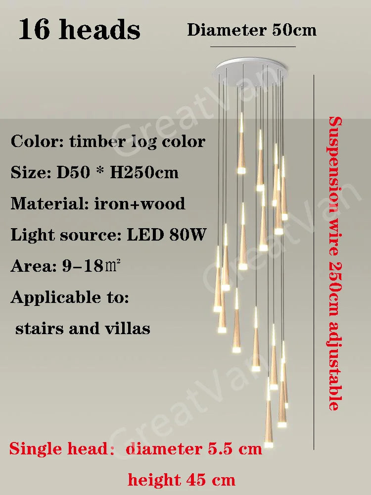 suspension led moderne pour escalier duplex nordique