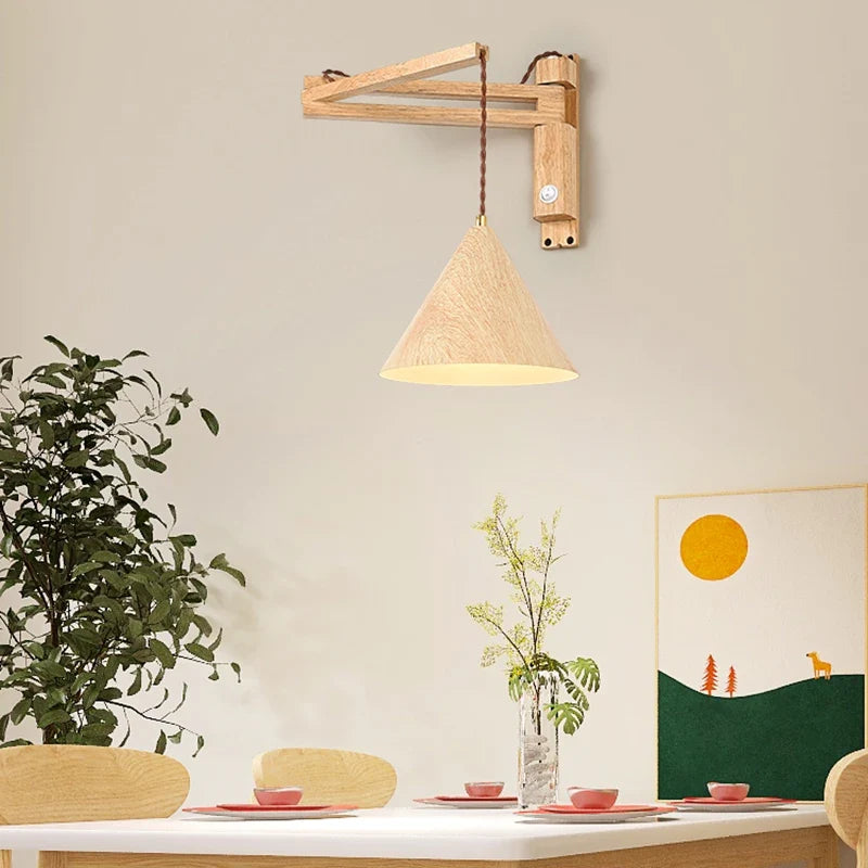 applique murale pliable vintage japonaise avec interrupteur led