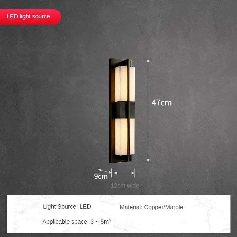 applique murale led en cuivre avec bande de marbre espagnole