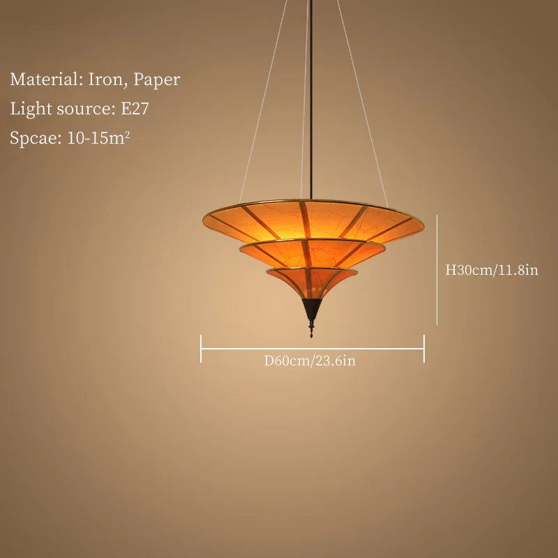 lustre parapluie thaïlandais style wabi-sabi pour intérieur moderne