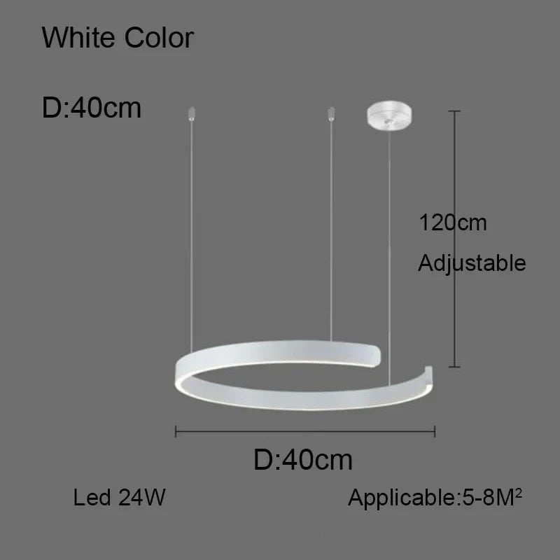 lustre à anneau en c design allemand avec couleurs changeantes