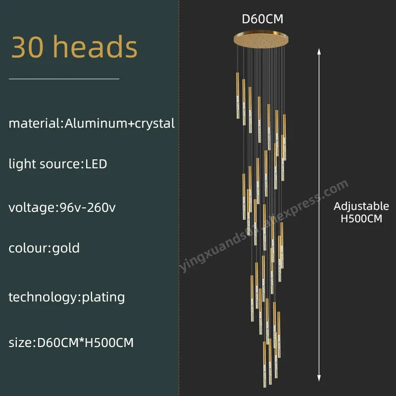 lustre en cristal moderne pour éclairage intérieur minimaliste