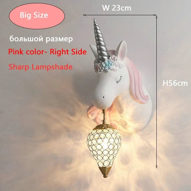 Applique murale résine LED licorne chambre fille princesse