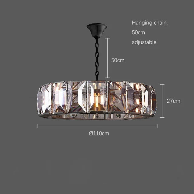 lustre moderne en cristal k9 suspension rectangulaire grande taille