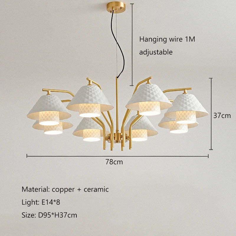 lustre en céramique doré style contemporain pour décoration intérieure