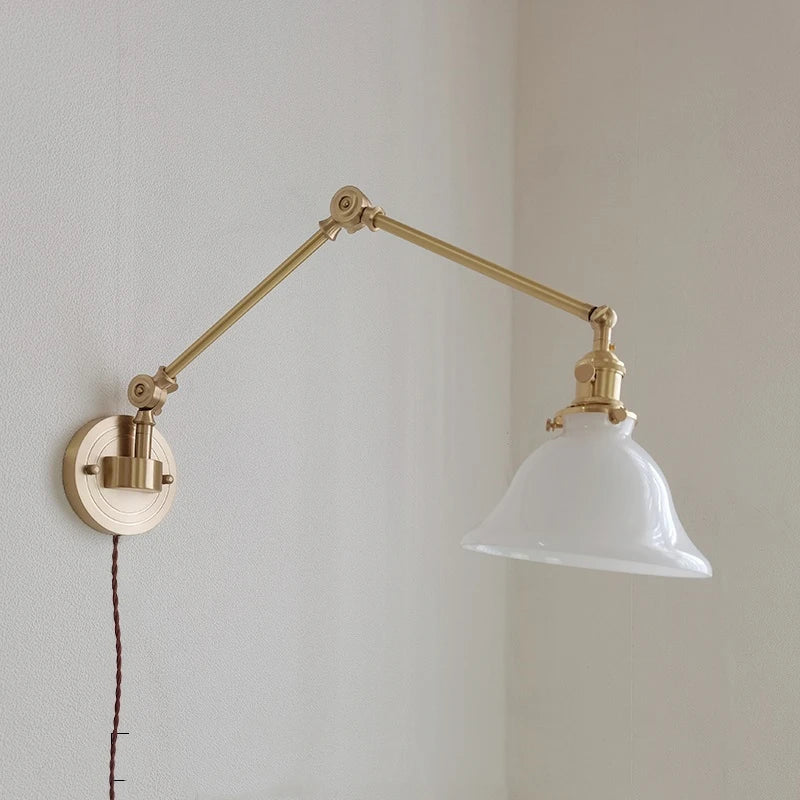 applique murale iwhd en cuivre rotative avec bras long pivotant
