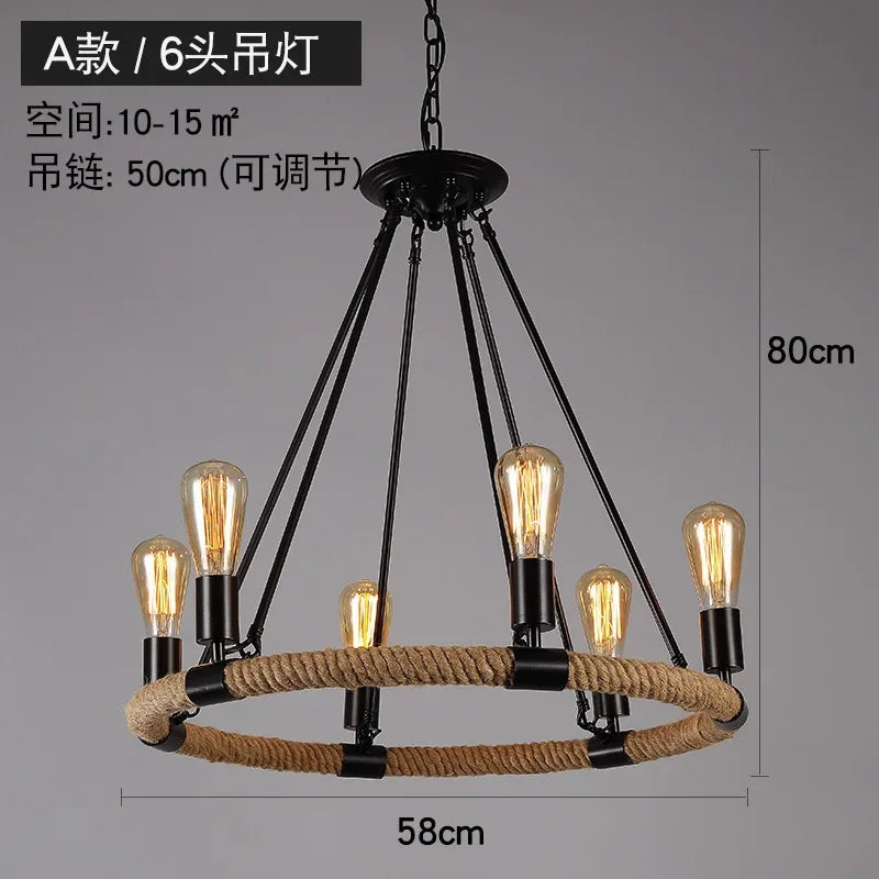 lustre rétro à cordes pour décoration moderne intérieure