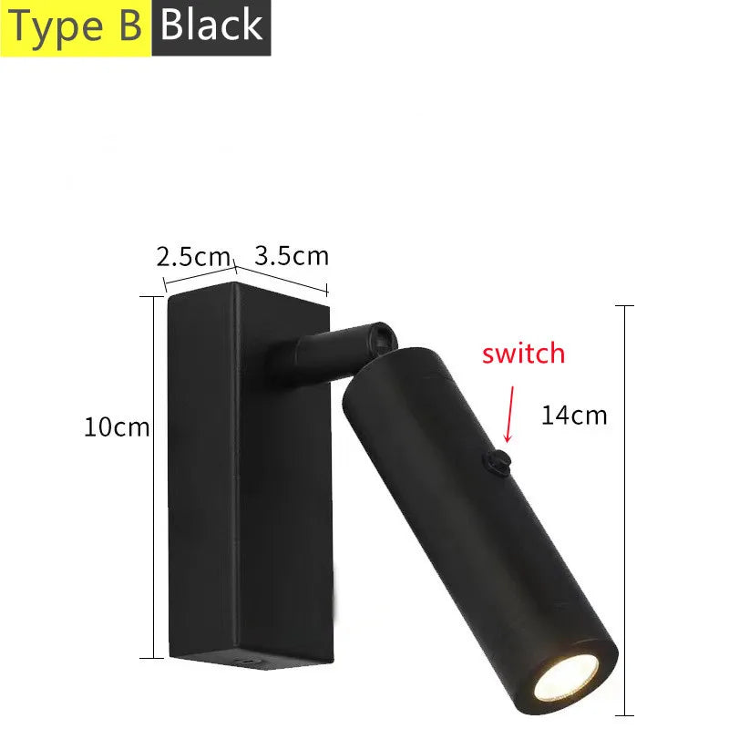 applique murale led rotative avec interrupteur et port usb