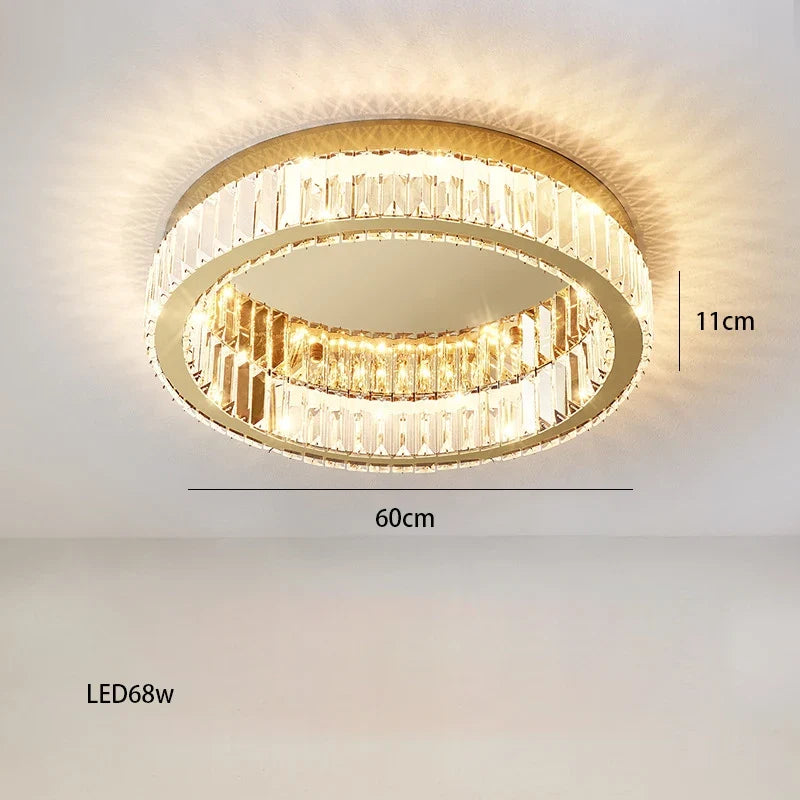 lustre en or et argent avec led dimmable rond