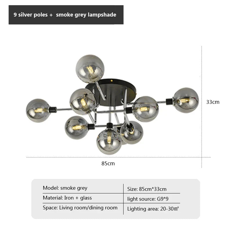 Plafonnier en verre nordique G9 LED lumière industrielle en métal pour chambre salon salle à manger étude maison intérieur loft lumière