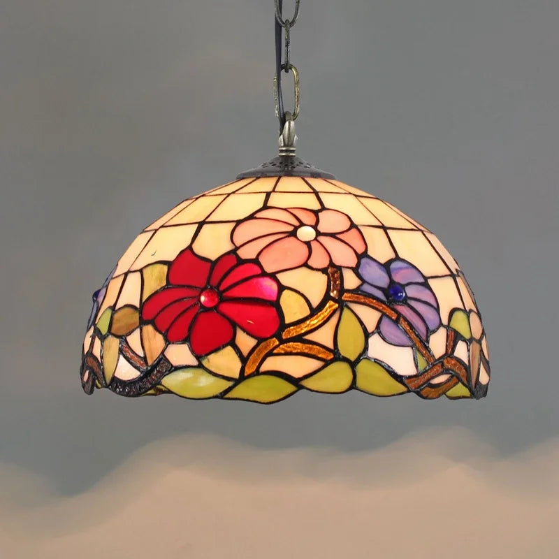 Lustre en verre coloré Tiffany rétro européen