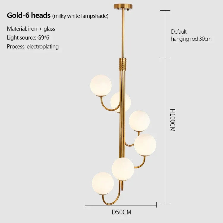lustre moderne en verre lumineux pour décoration intérieure élégante