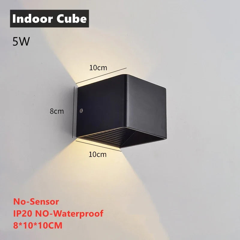 12W UP and Down Outdoor LED Wall Lamp PIR Motion Sensor Waterproof Garden Porch Light Adjustable Aluminum Wall Sconce Lighting